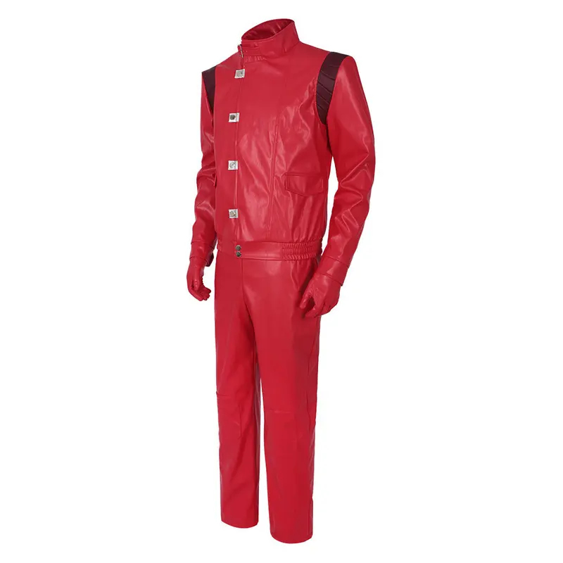 Embroidery Red - TYV55カネダアキラコスプレジャケット | ハロウィンレッドレザーバイカージャケット（カプセル刺繍入り） | 男性用アニメロールプレイ衣装L]]L2