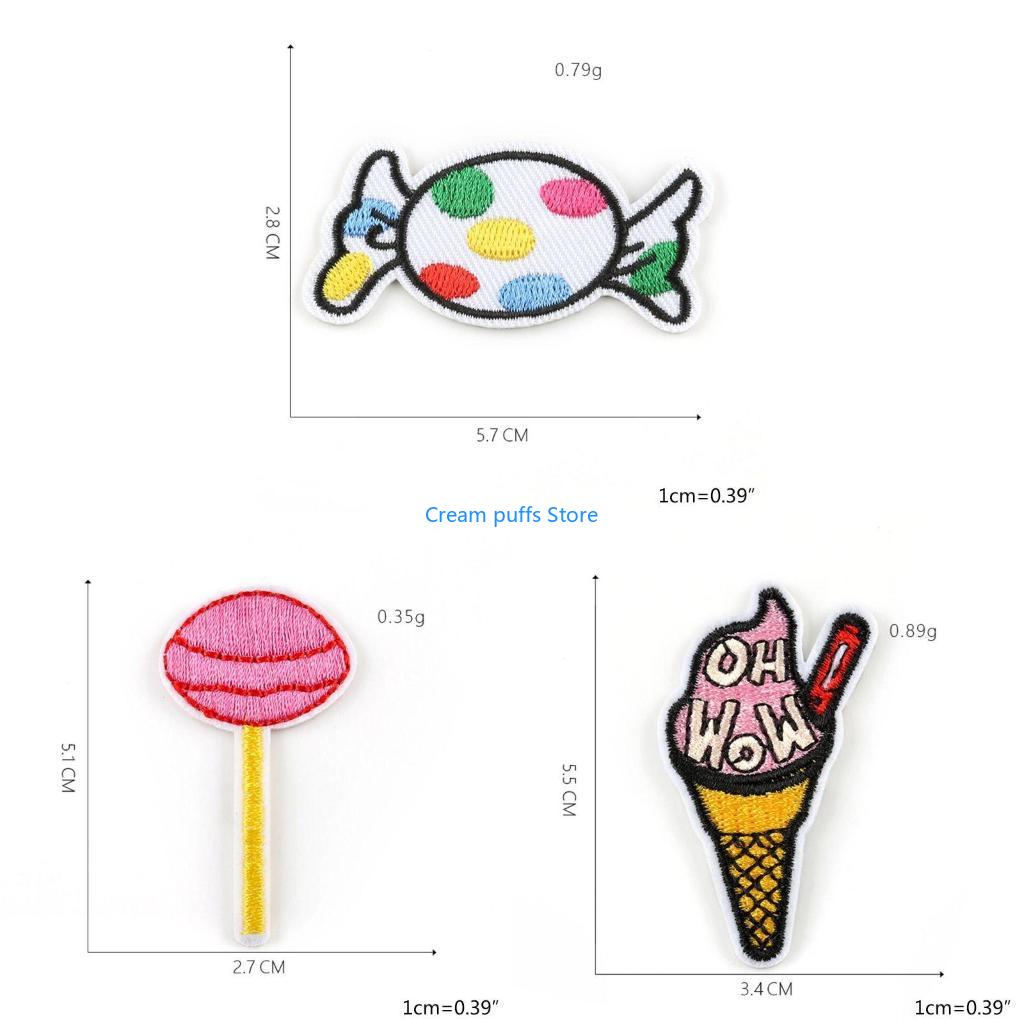 Embroidery Cream - 50le 20pcs漫画ロリポップアイスクリームパッチdiy鉄on/縫製刺繍アップリケ
