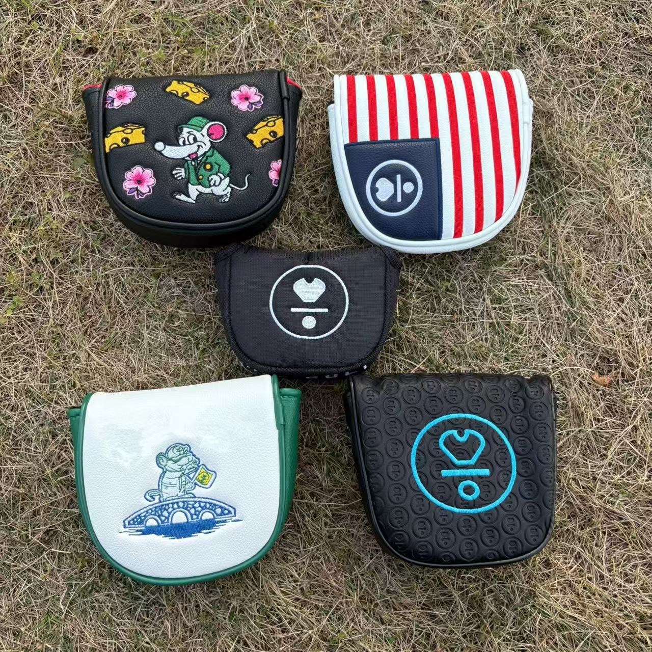 Embroidery Style - バーミリオンバードゴルフパターヘッドカバー、厚みのある防水PUレザー、耐衝撃設計、男性と女性向けの繊細な刺繍