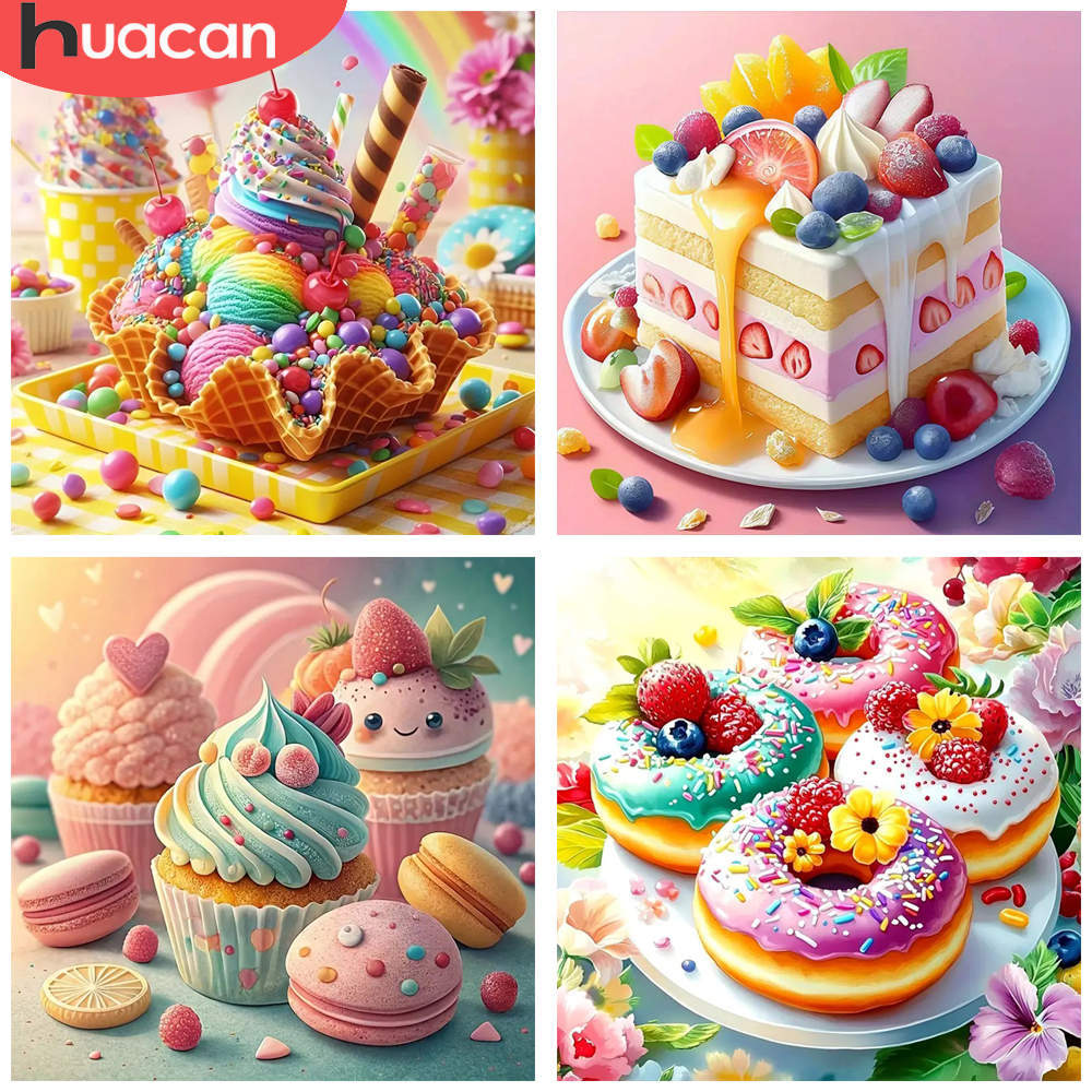 Embroidery Cream - HUACAN 1個 ダイヤモンドペインティング アイスクリーム ファンタジー スイーツ