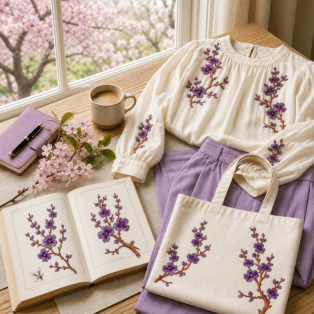 Embroidery Patches - DIY桜の花アイロン接着パッチ アイロン接着＆縫い付け ホットメルト接着剤 刺繍入り花柄パッチ 枝の刺繍アップリケ