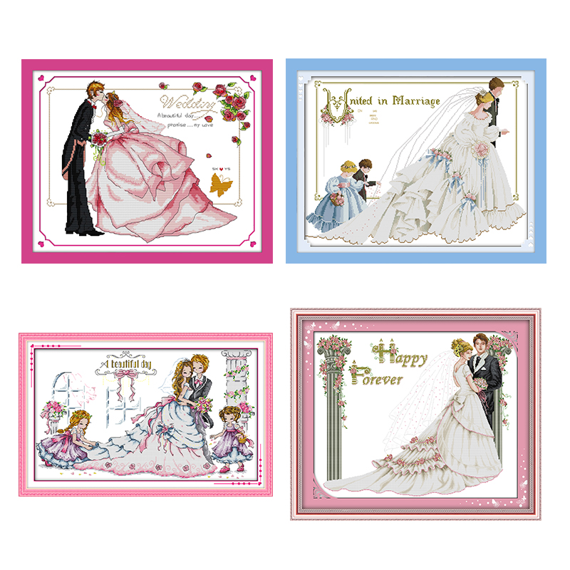 Embroidery Job - 結婚式シリーズカウントクロスステッチ 11CT 14CT クロスステッチセット DIY クロスステッチキット刺繍針仕事結婚式の装飾