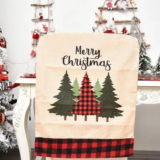 リネンクリスマスチェアカバー,花,木,ダイニングルームの装飾 - Embroidery Xmas Tree のレビューと価格