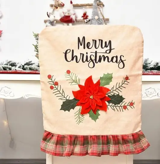 リネンクリスマスチェアカバー,花,木,ダイニングルームの装飾 - Embroidery Xmas Tree のレビューと価格