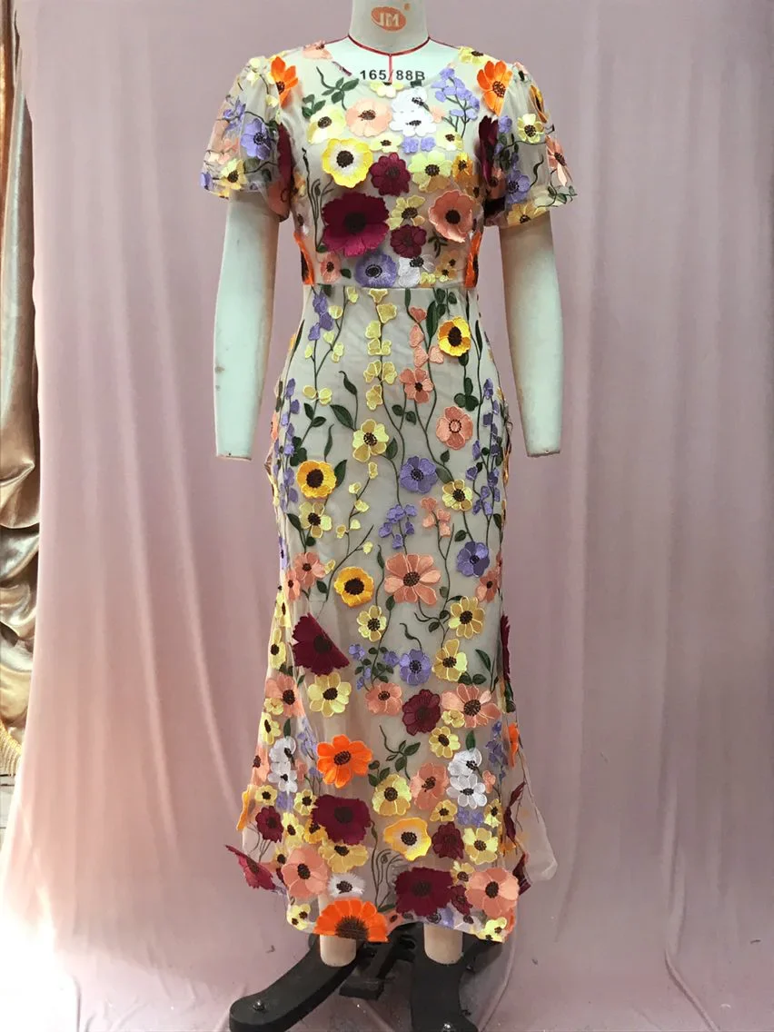 夏の女性用ハイウエストジッパー膝丈ワンピース 春の高級刺繍ロ - Embroidery Zara のレビューと価格