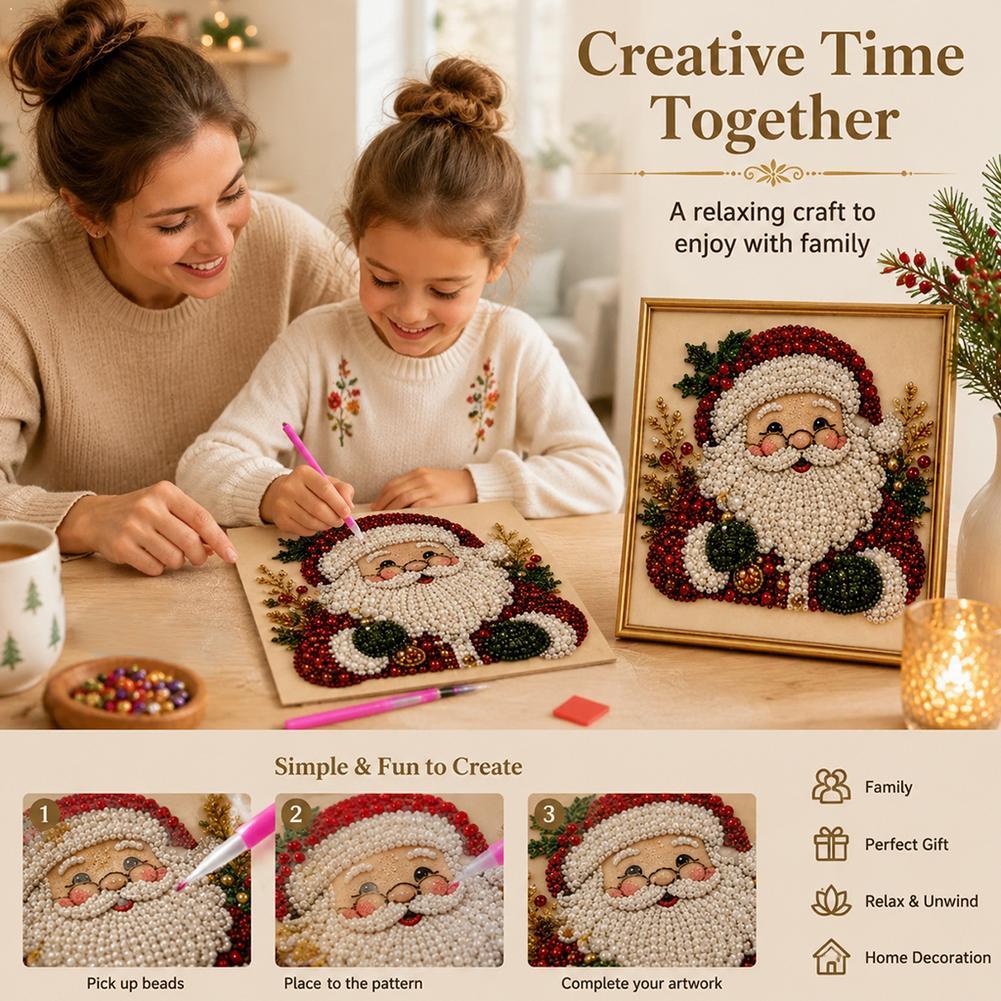 クリスマス サンタクロース パールアート DIYキット 額入 - Embroidery Art のレビューと価格