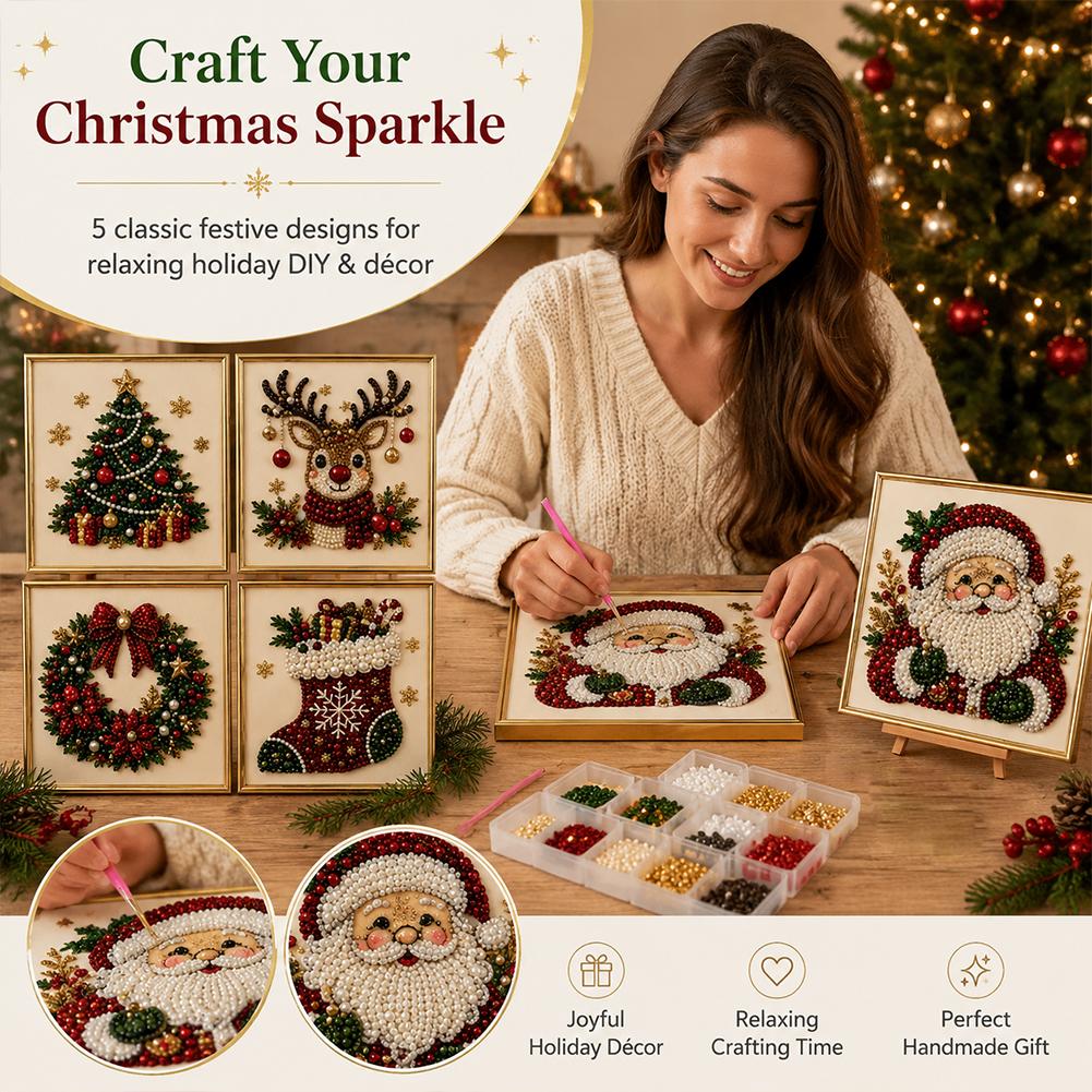 クリスマス サンタクロース パールアート DIYキット 額入 - Embroidery Art のレビューと価格