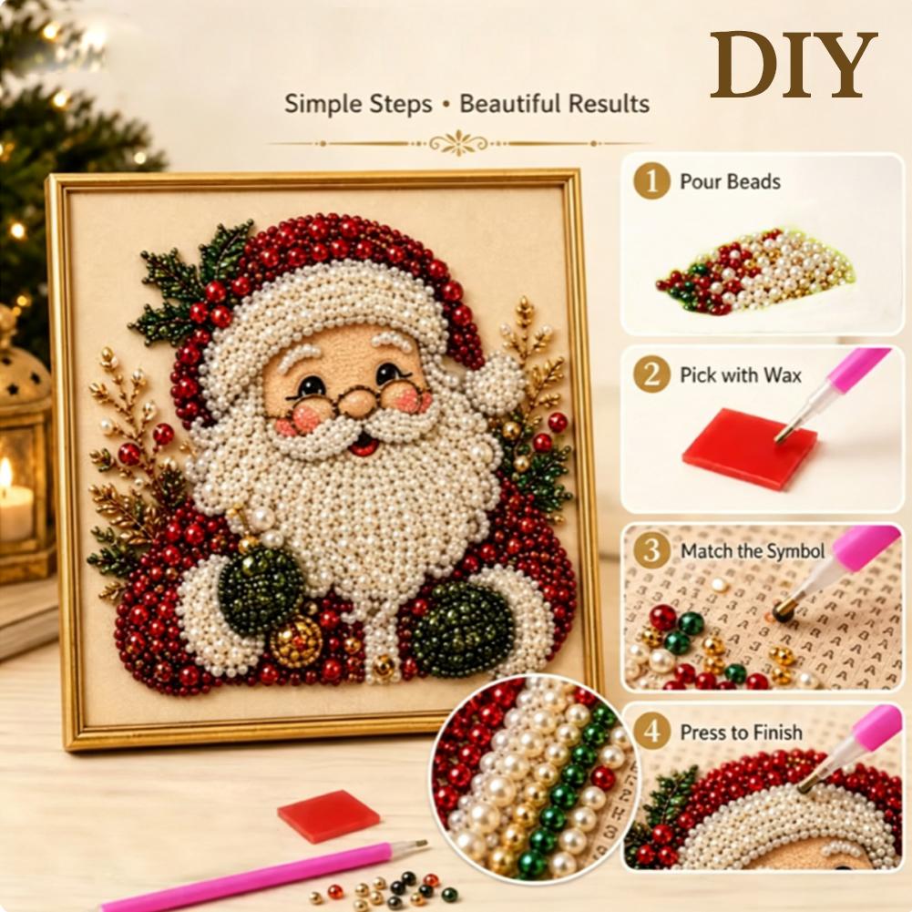 クリスマス サンタクロース パールアート DIYキット 額入 - Embroidery Art のレビューと価格