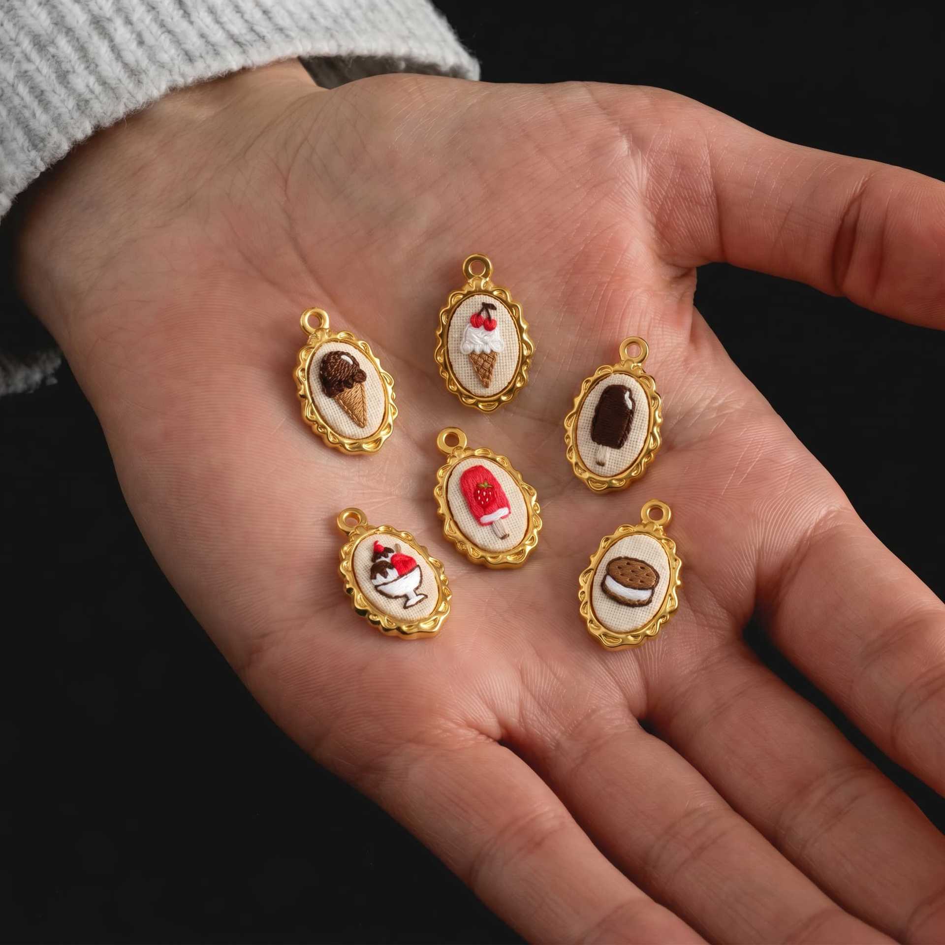 5 個のステンレス鋼刺繍アイスクリームコーンアイスキャンディ - Embroidery Cream のレビューと価格