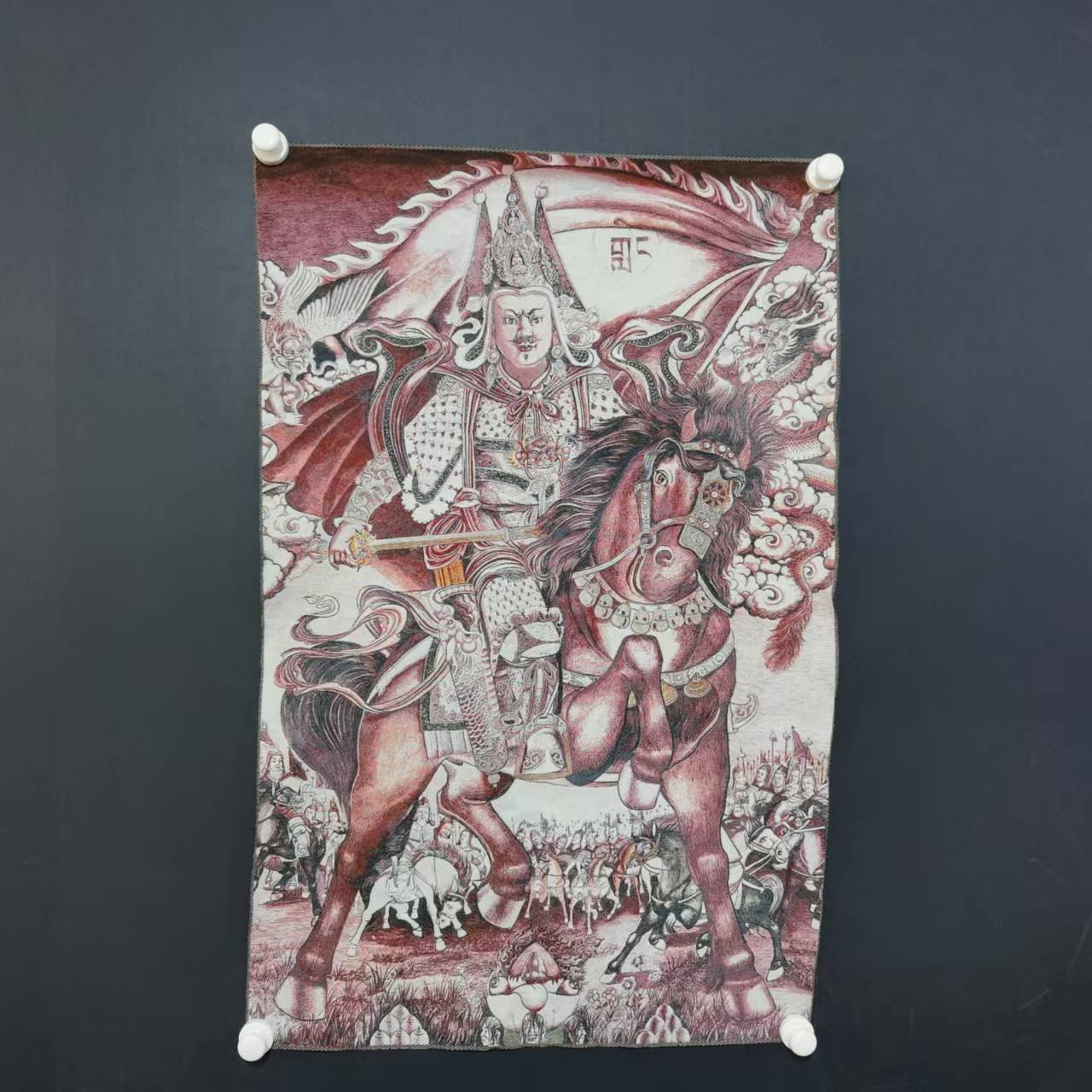 35インチのタンカ刺繍、チベット仏教のシルク刺繍、王ゲサール - Embroidery Horse のレビューと価格