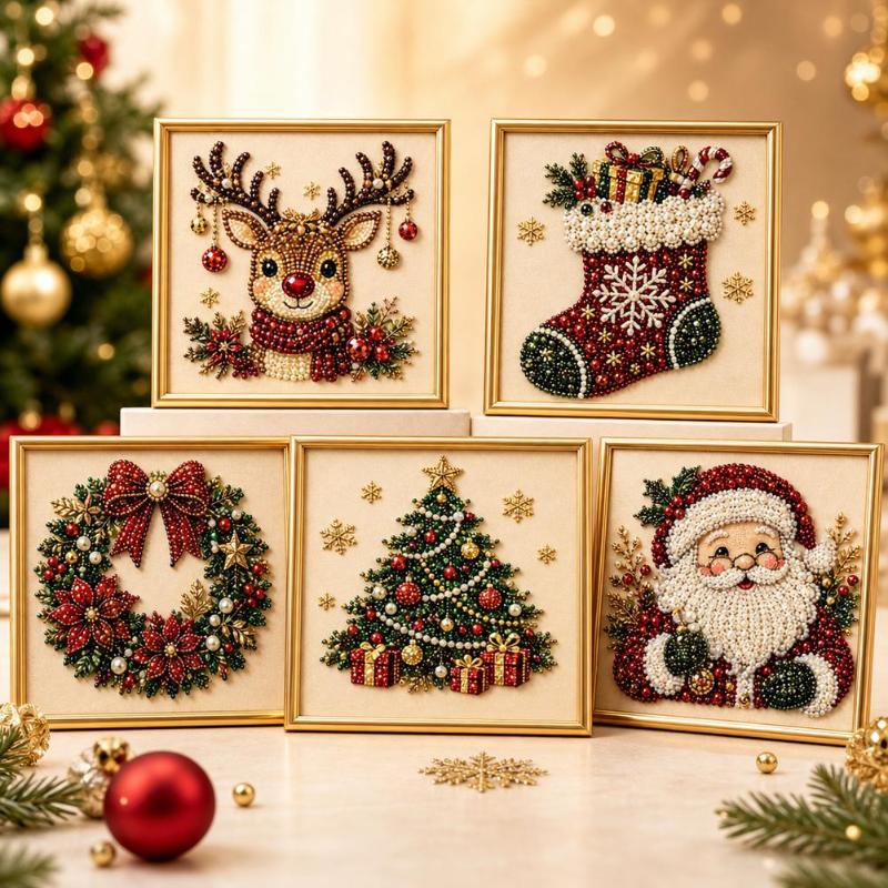 クリスマス新作サンタクロースパールアートDIYキット、フレー - Embroidery Xmas Kits のレビューと価格