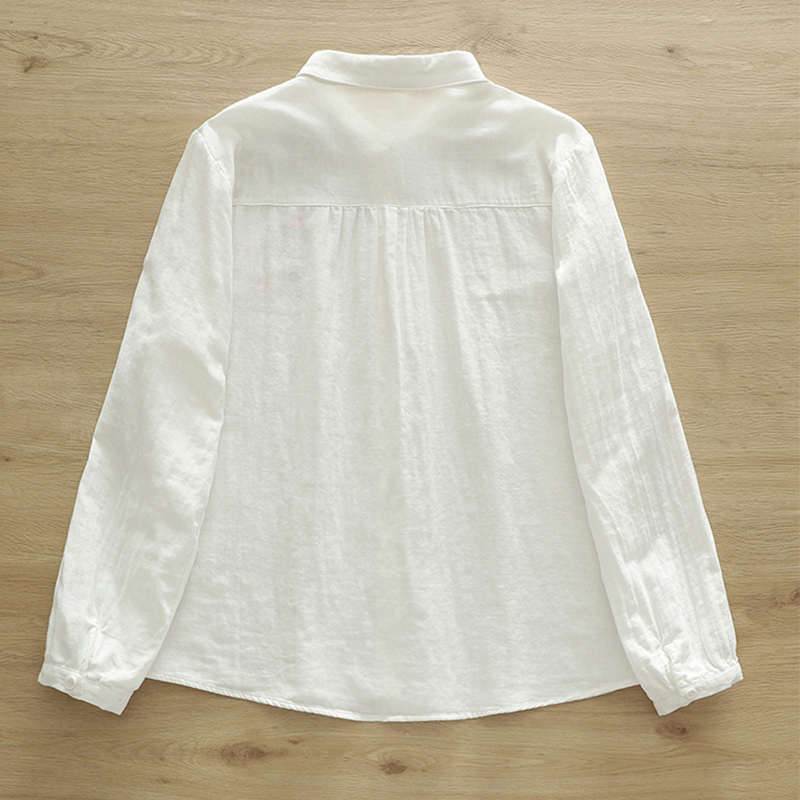 秋の二層綿長袖 Blusa 女性服刺繍カラフルな小花芸術的な - Embroidery Artist のレビューと価格