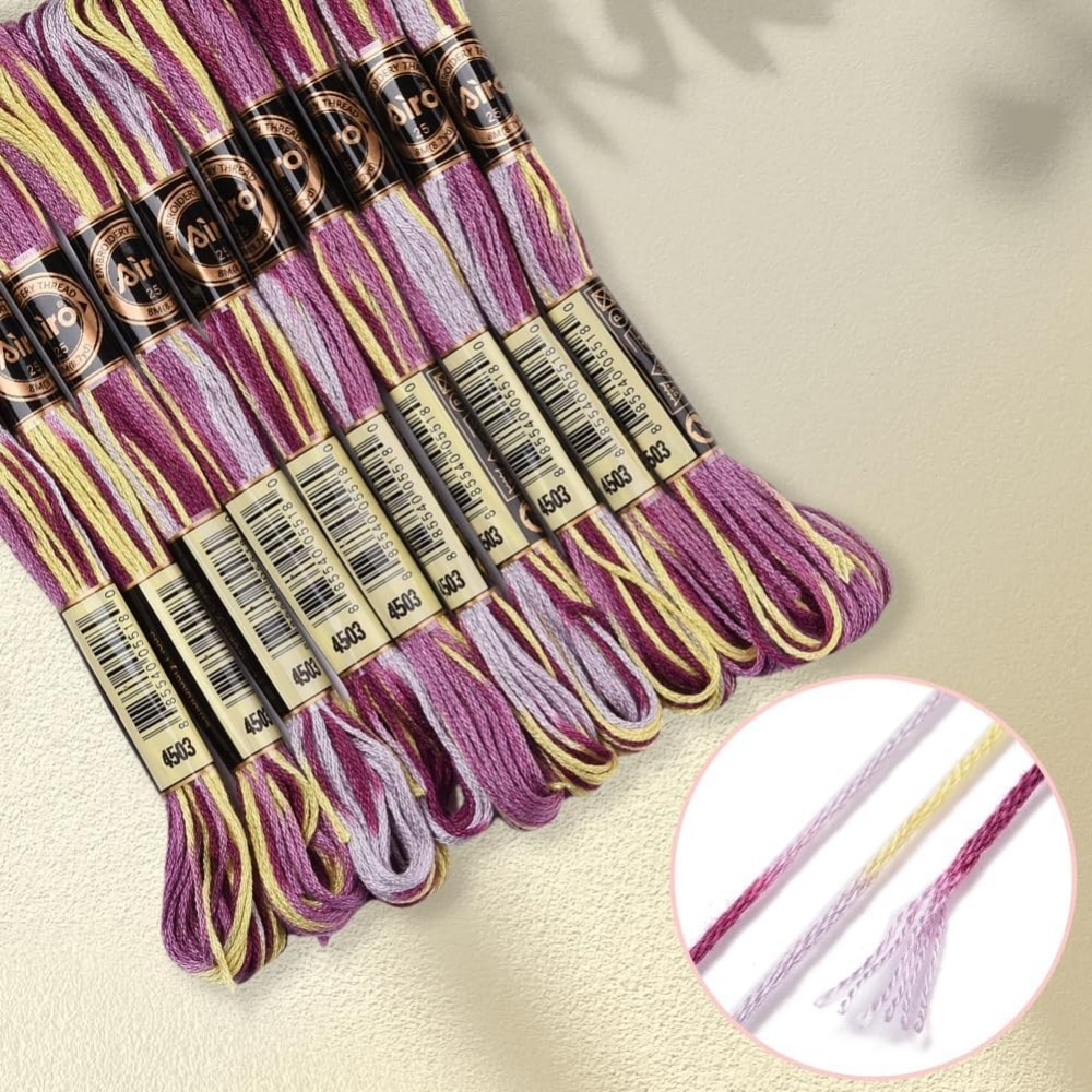 6 ストランド紫多彩な刺繍フロスグラデーションカラークロスス - Embroidery Stitch のレビューと価格