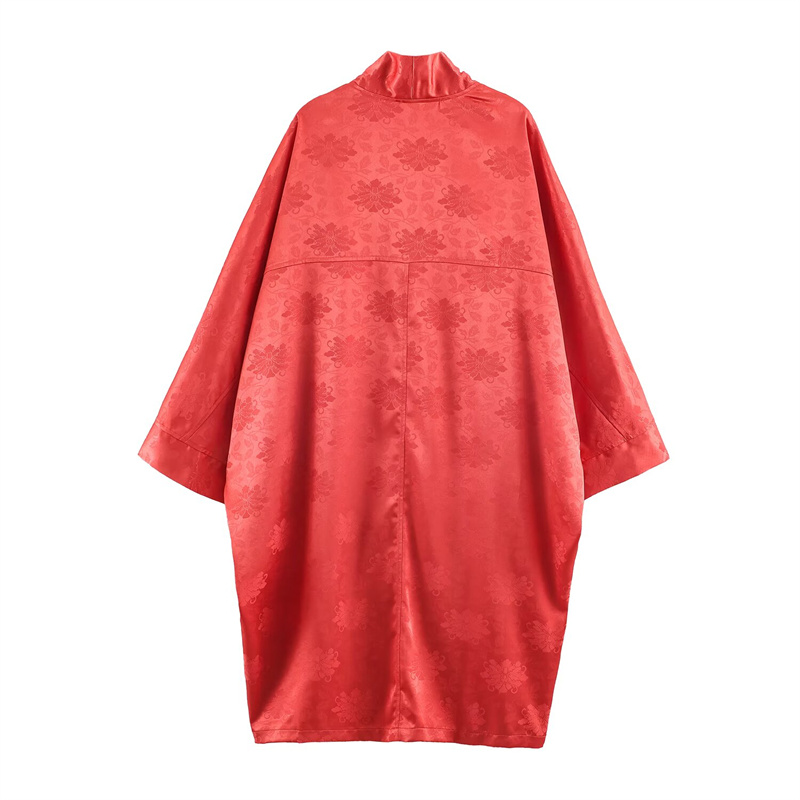2026年春 レディース レッドフローラルジャカードサテン着 - Embroidery Red のレビューと価格