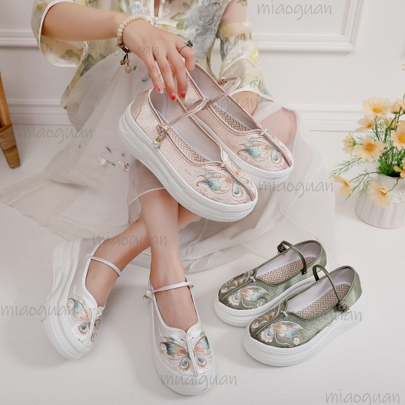 女性の中国風の刺繍入りプラットフォームメリージェーンズバタフ - Embroidery Style のレビューと価格
