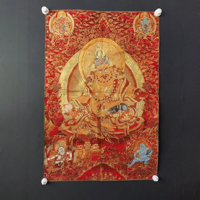 チベット仏教 黄色の富の神像 タンカ刺繍装飾 壁掛け絵画 仏 - Embroidery Yellow のレビューと価格