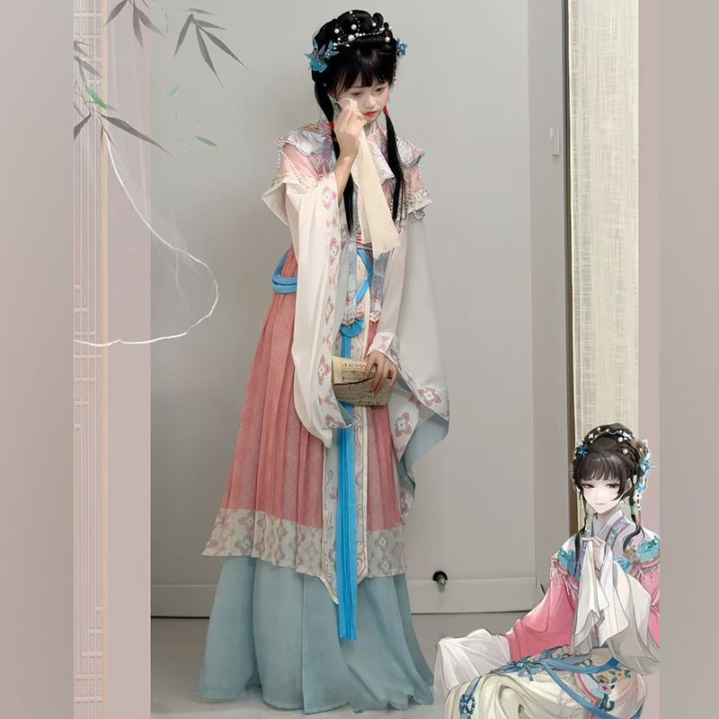 華白の林黛玉コスプレ衣装は、雲の肩帯を備えた古代風の妖精のよ - Embroidery Style のレビューと価格