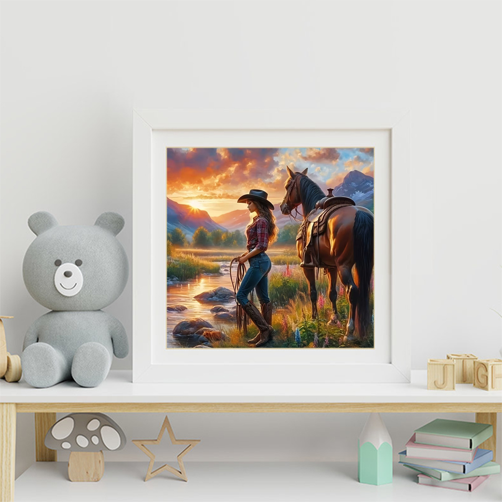 Momoart ダイヤモンド刺繍女性ポートレート絵画馬フルス - Embroidery Horse のレビューと価格