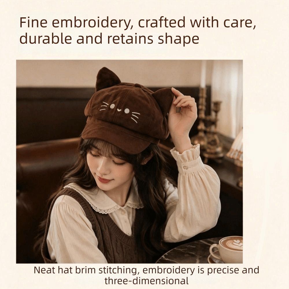 かわいい刺繍入り猫耳ベレー帽 スパイスガール ロリータ ペイ - Embroidery Artist のレビューと価格