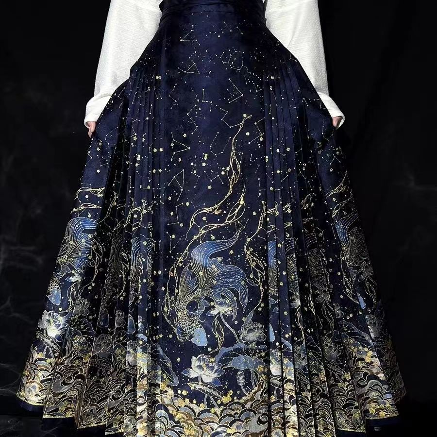 ‌ 新しい中国風漢服馬面スカート - 明王朝馬面スカート、金 - Embroidery Horse のレビューと価格