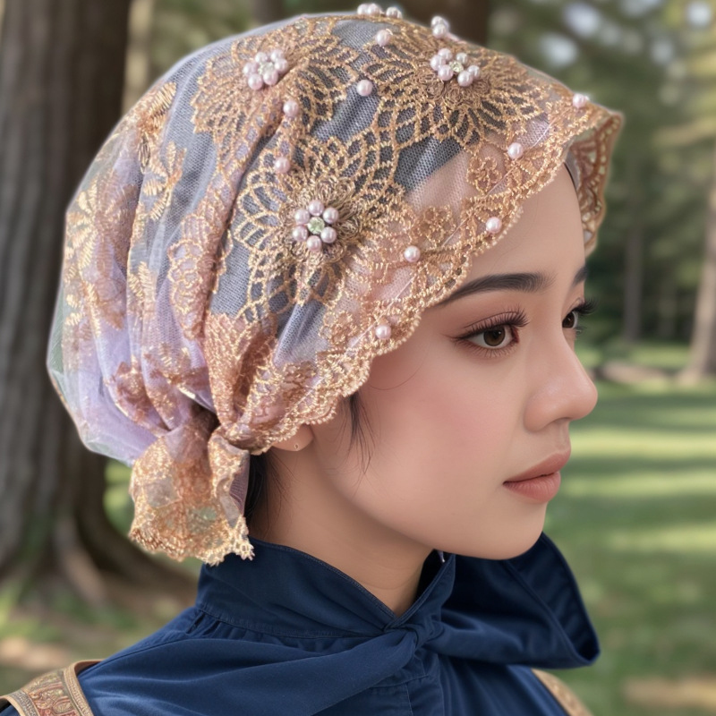 女性用スタイリッシュなヘッドスカーフ帽子、刺繍とビーズ付きの - Embroidery Hat Machine のレビューと価格