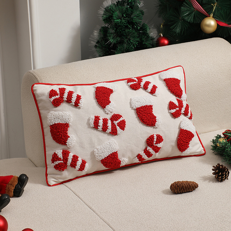 レッドクリスマス枕カバー装飾サンタクロース帽子漫画刺繍クッシ - Embroidery Xmas Ornaments のレビューと価格