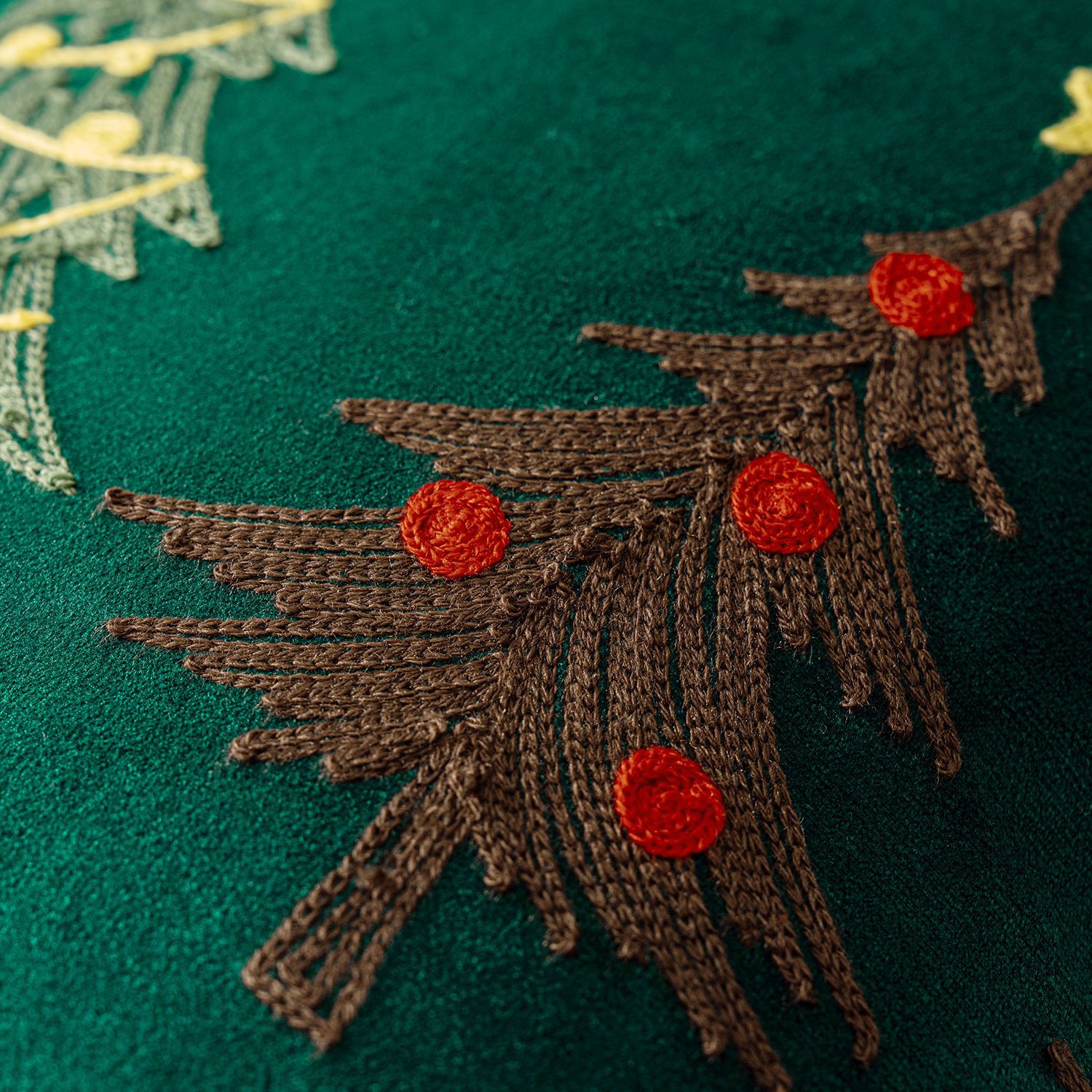 1pc 刺繍クッションカバー クリスマス枕カバー グリーン  - Embroidery Xmas Tree のレビューと価格
