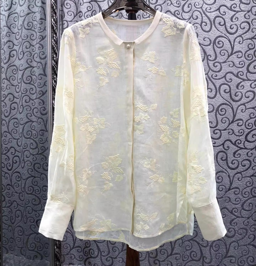最高品質の新しいファッションスタイルブラウス2026春女性用 - Embroidery Yellow のレビューと価格