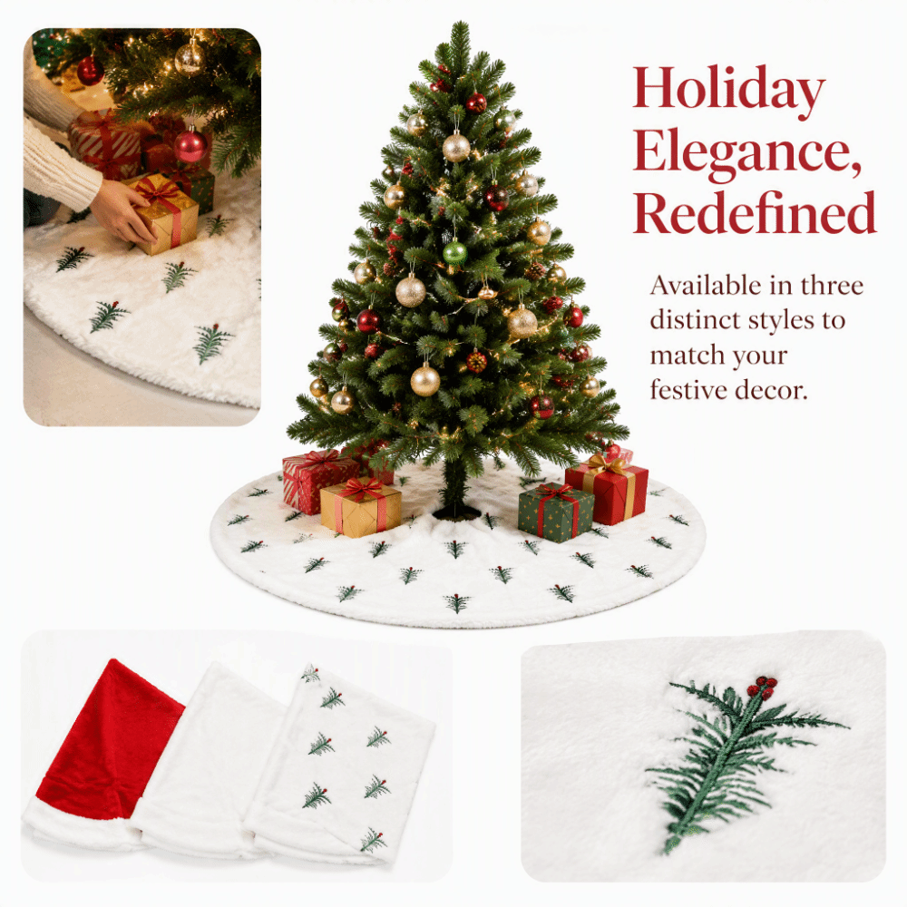 クリスマスアクセサリー クリスマスツリースカート 刺繍入りフ - Embroidery Xmas Tree のレビューと価格