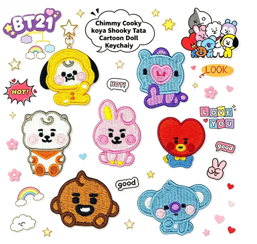 LINE FRIENDS BT21 全キャラクター刺繍入り粘 - Embroidery Patches のレビューと価格