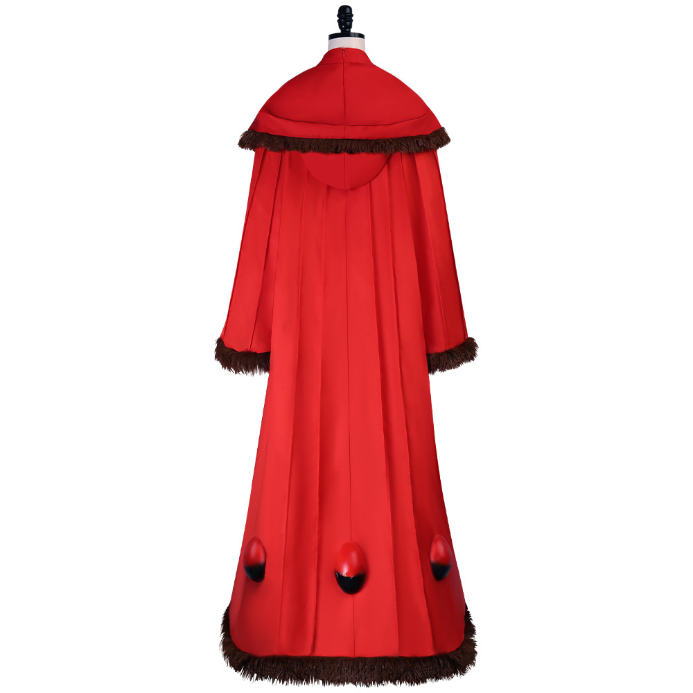 女性用レトロな赤い刺繍ローブとファー付きショールセット 中世 - Embroidery Red のレビューと価格