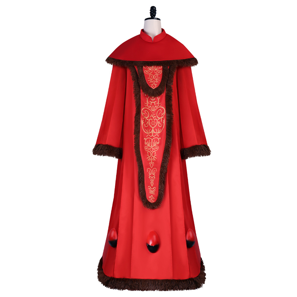 女性用レトロな赤い刺繍ローブとファー付きショールセット 中世 - Embroidery Red のレビューと価格